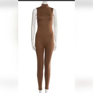 Tan Form-Fitting Jumpsuit with Full-Length Coverage